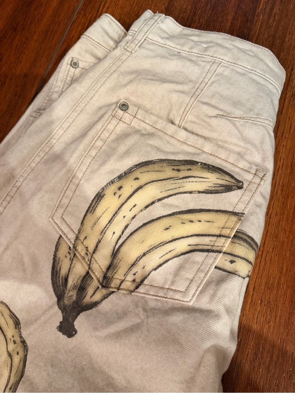 Free People Beige denim banana print flaws - Picture 10 of 13